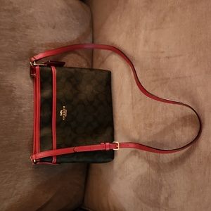 Coach Signature File Crossbody Bag in red